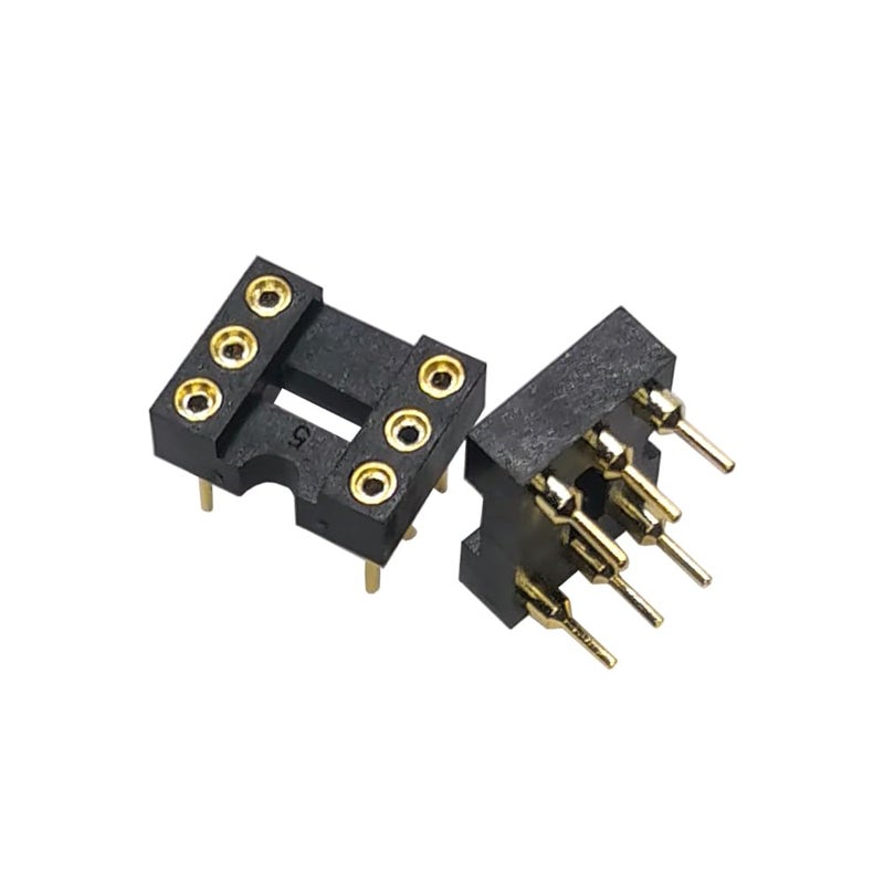 YEGAFE 30PCS 6Pin DIP SIP Round IC Sockets Adaptor Solder Type Gold Plated Machined,for 6 DIP OP-AMP IC, MCU Straight Socket - Image 1